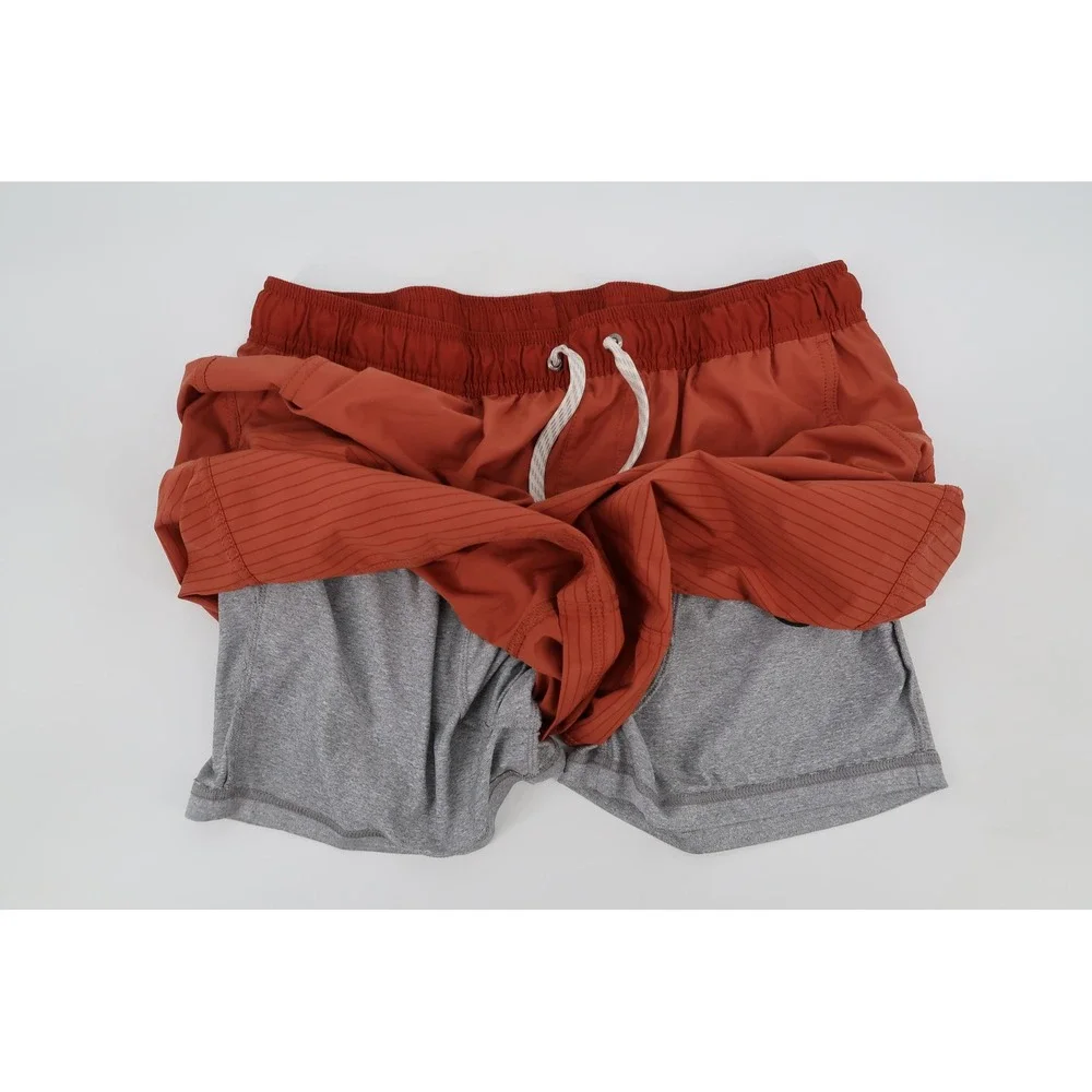 Vuori Kore Shorts‎ Mens XL Terracotta Burnt Orange Lined Athletic V302